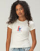 DISNEY Stitch Beach Scene Womens Embroidered Baby Tee image number 1