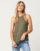 BOZZOLO Olive High Neck Womens Tank image number 1