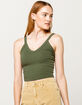 DESTINED V-Neck Green Womens Crop Tank Top image number 1