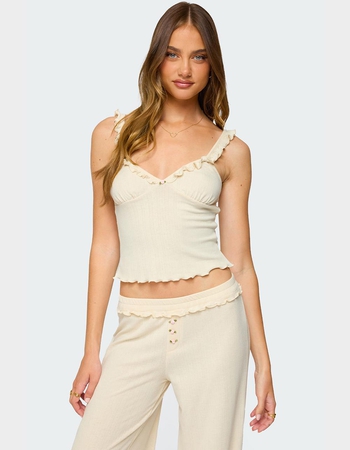 EDIKTED Posy Ruffle Pointelle Tank Top Primary Image