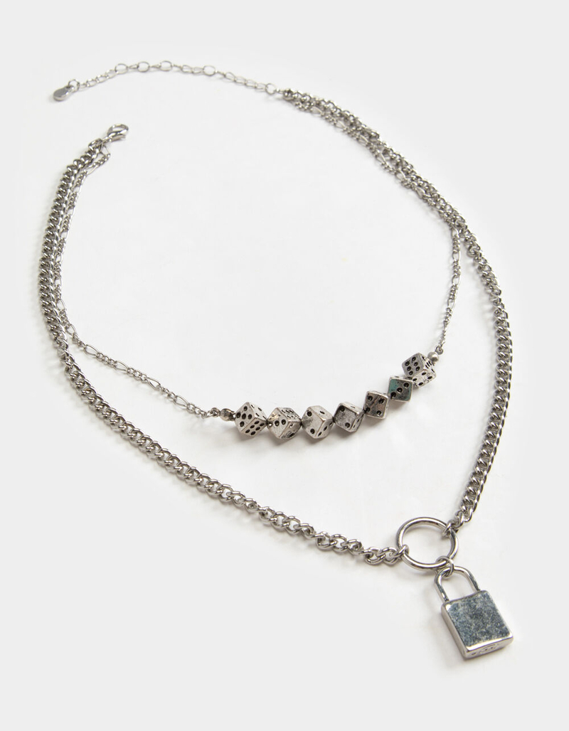 FULL TILT Layered Dice & Lock Necklace image number 0