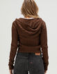 LOVE TREE Womens Zip-Up Hooded Cable Knit Sweater image number 4