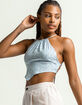 SKY AND SPARROW Open Lace Up Back Womens Light Blue Cami image number 3