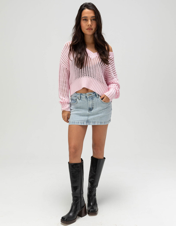 RSQ Womens Box Stitch V-Neck Sweater Alternative Image
