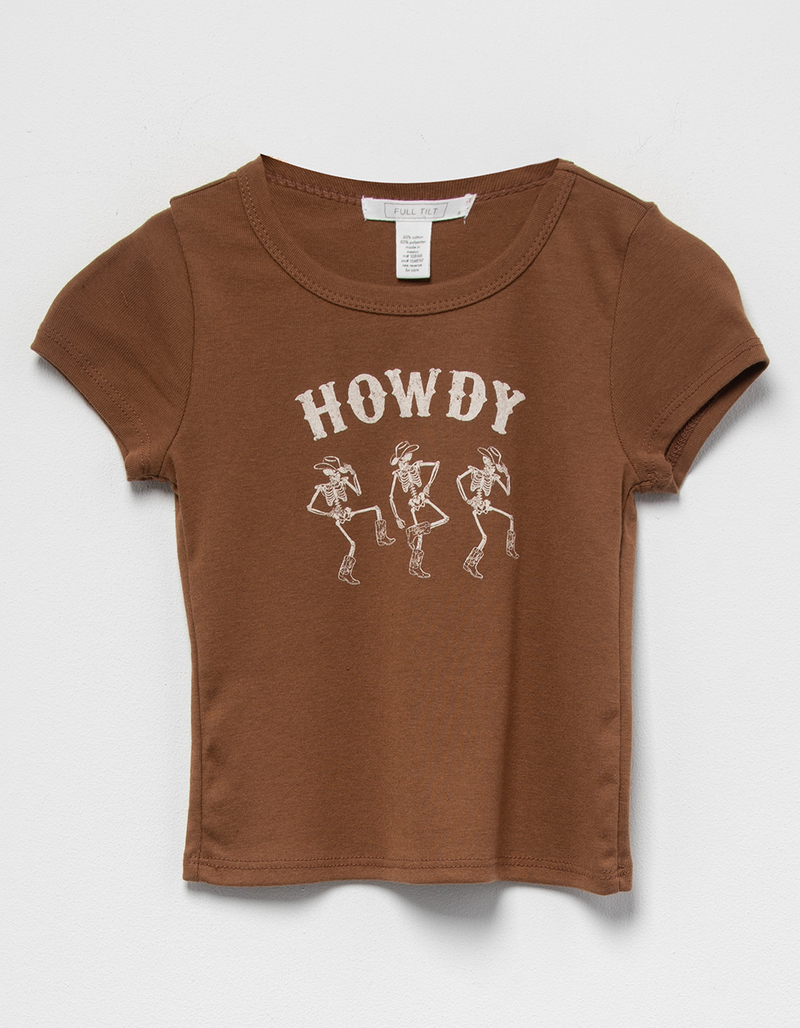 FULL TILT Western Skeleton Girls Baby Tee image number 0