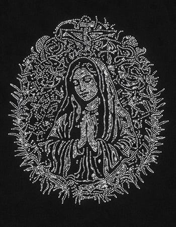 LA FAMILIA Mother Mary Rhinestone Mens Heavyweight Boxy Tee Alternative Image