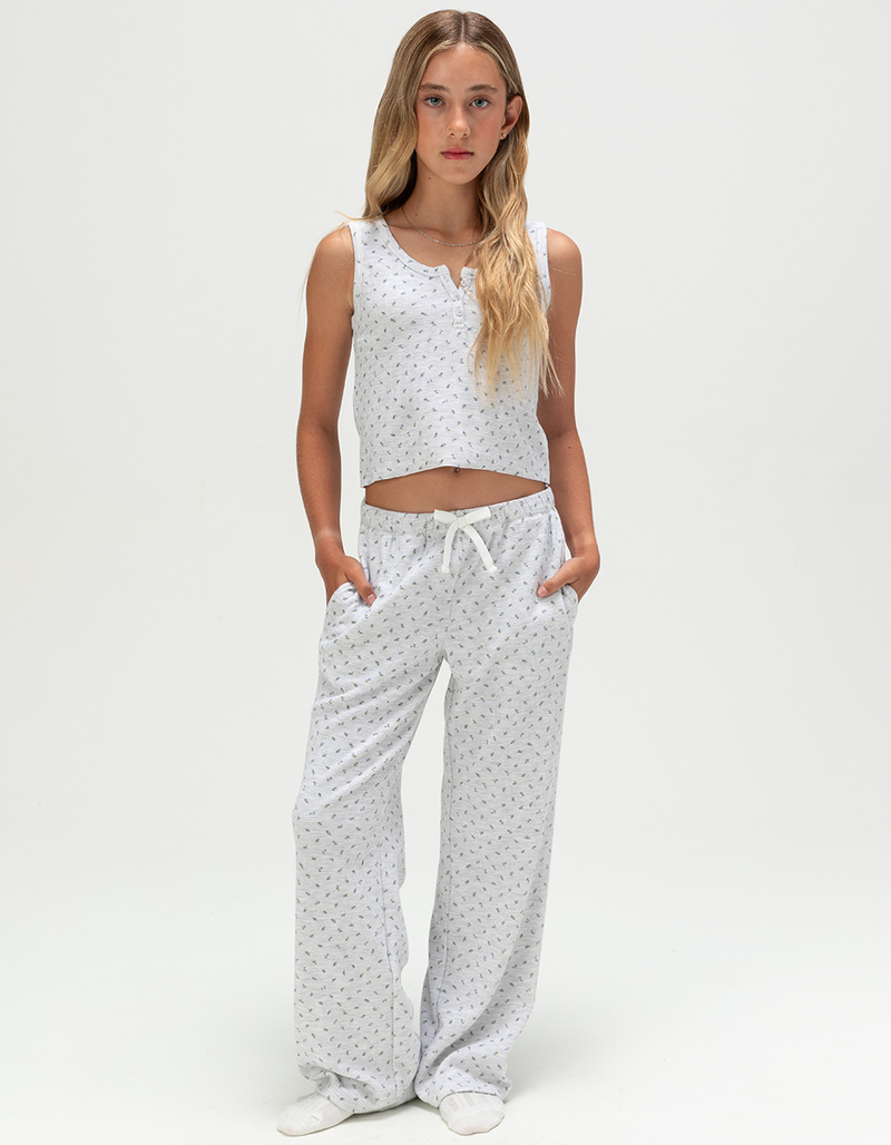 FULL TILT Ditsy Thermal Girls Henley Tank Top image number 4