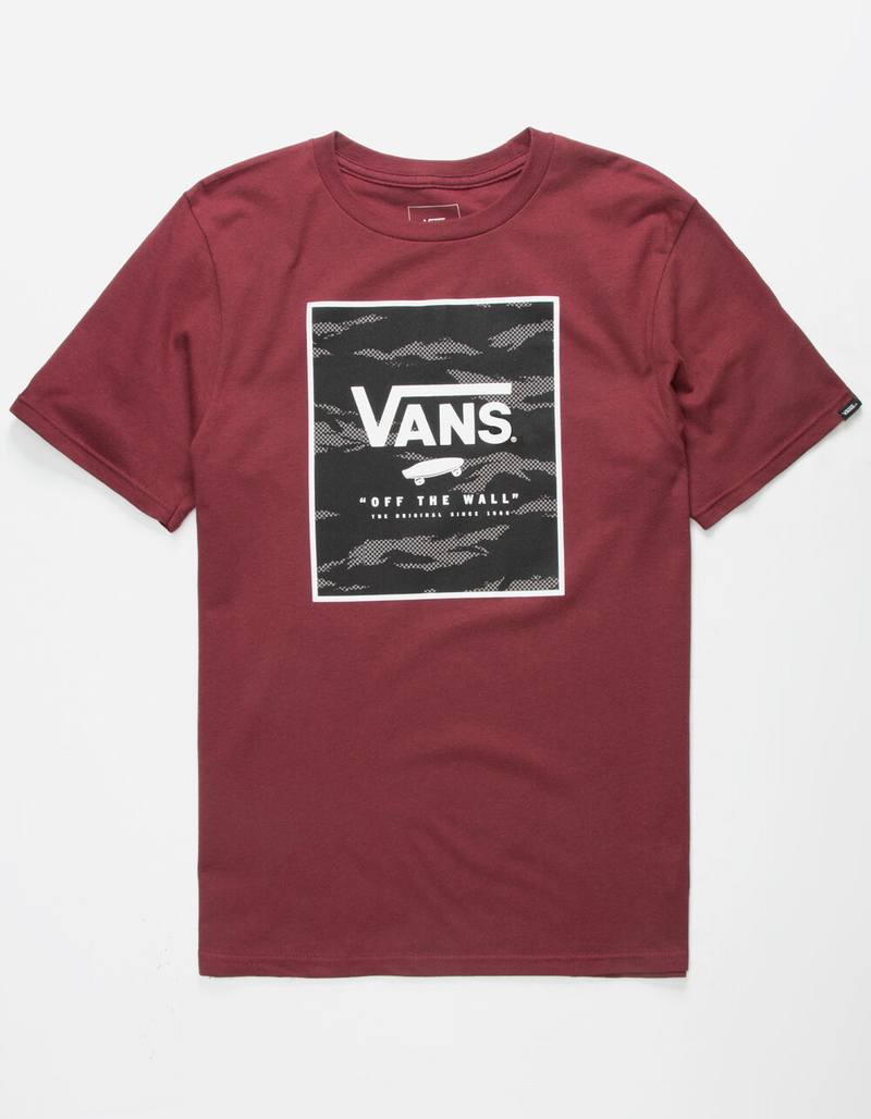 VANS Print Box Tiger Burgundy Boys T-Shirt image number 0