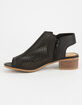 SODA Perforated Block Heel Black Womens Booties image number 3