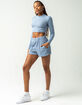 MISS POSH Fuzzy Mock Neck Womens Blue Lounge Top image number 4