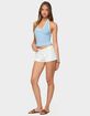 EDIKTED Contrast Ribbed V-Neck Halter Top image number 4