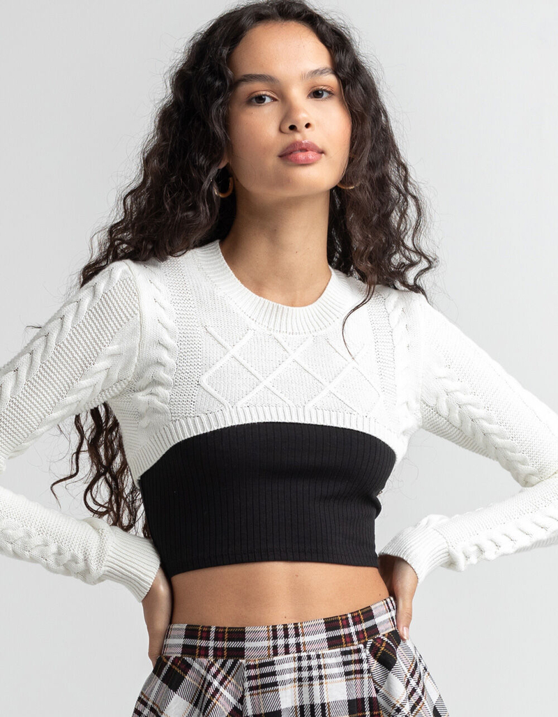 FULL TILT Cable Knit Shrug image number 0