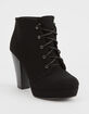 SODA Lace Up Black Womens Heeled Booties image number 1
