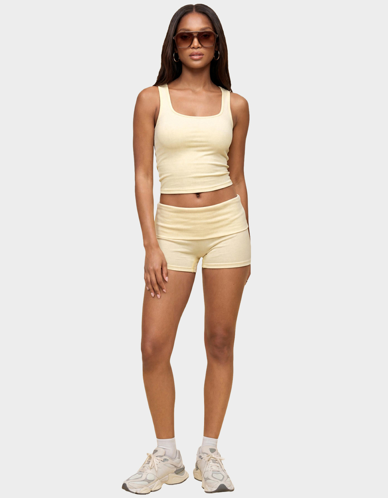 EDIKTED Audrea Ribbed Foldover Biker Shorts image number 4