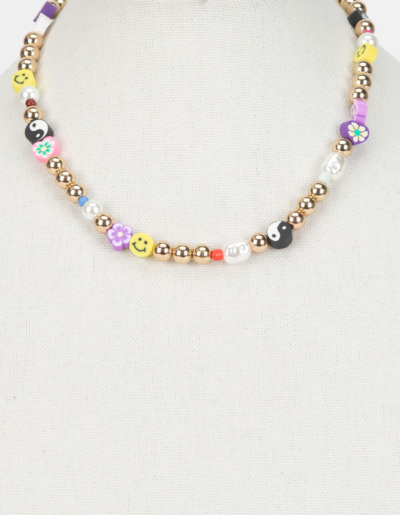 FULL TILT Yin Yang Smile & Pearl Beaded Necklace image number 3