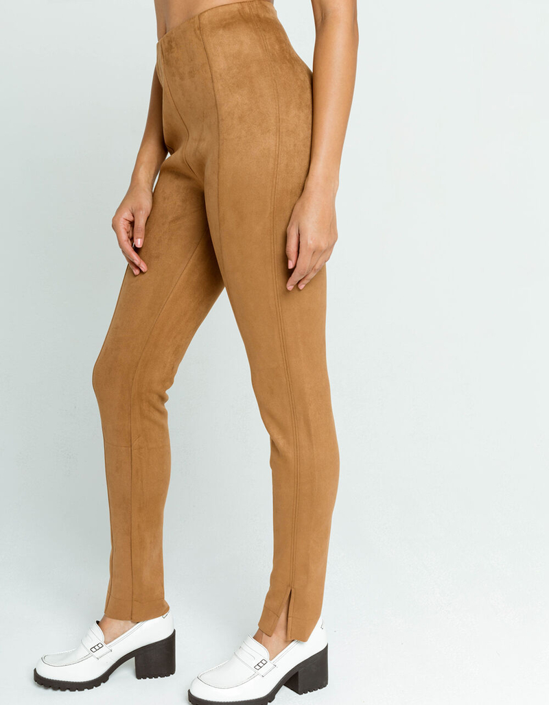 TRACTR Pull On Suede Womens High Rise Pants image number 2