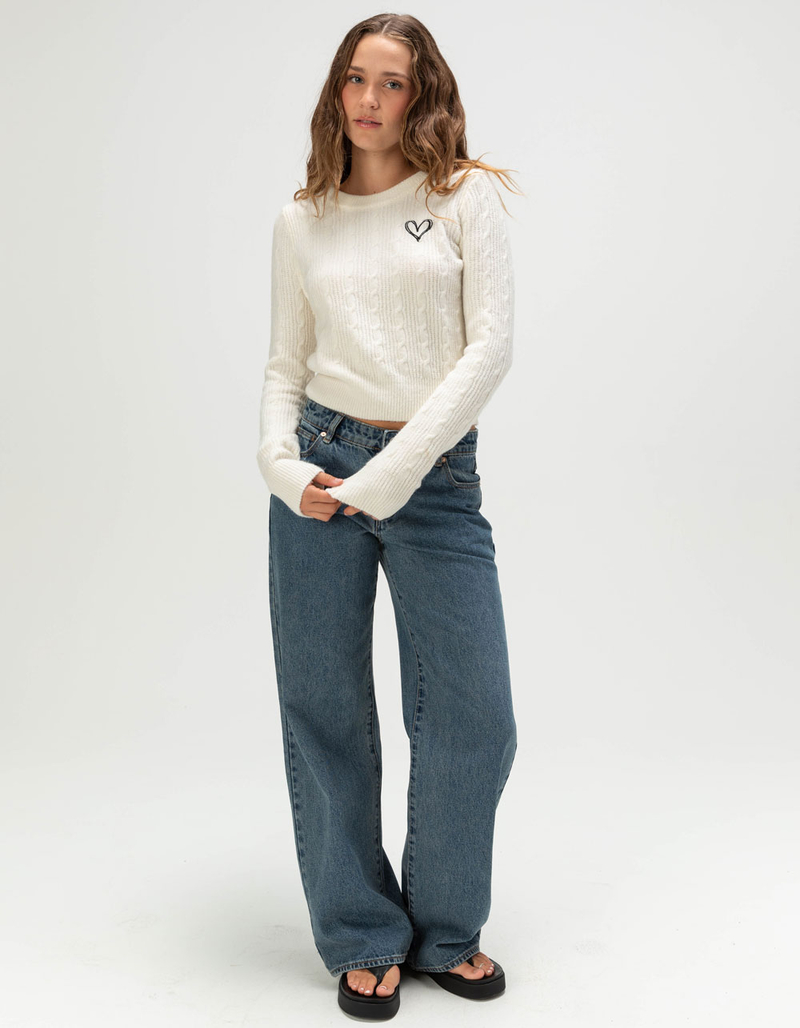 MADDEN GIRL Embroidered Womens Sweater image number 1
