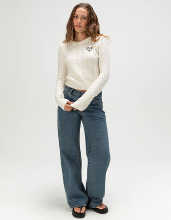 MADDEN GIRL Embroidered Womens Sweater Alternative Image
