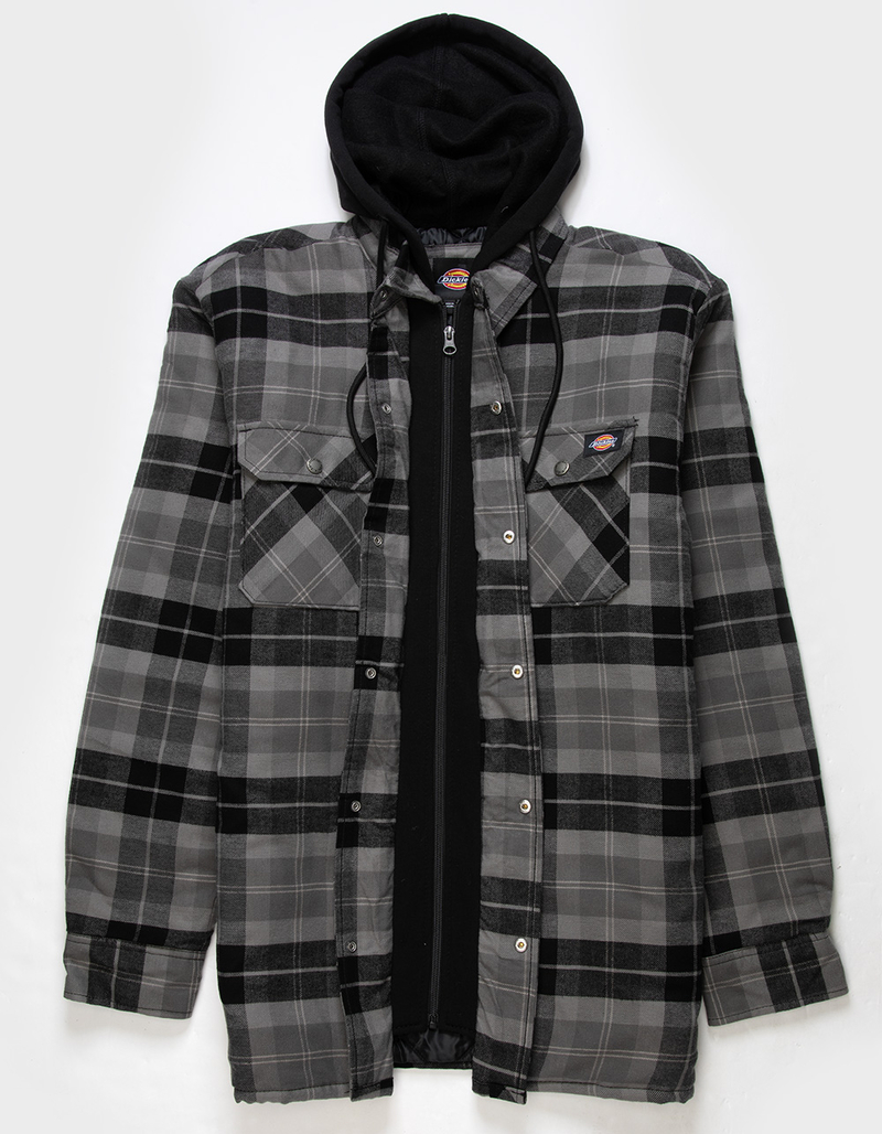 DICKIES Quilted Flannel Hooded Shirt Mens Jacket image number 1