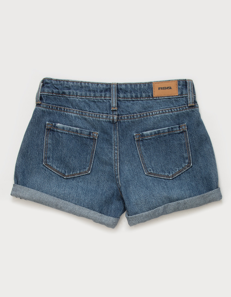 RSQ Girls Pork Chop Roll Cuff Denim Shorts image number 2