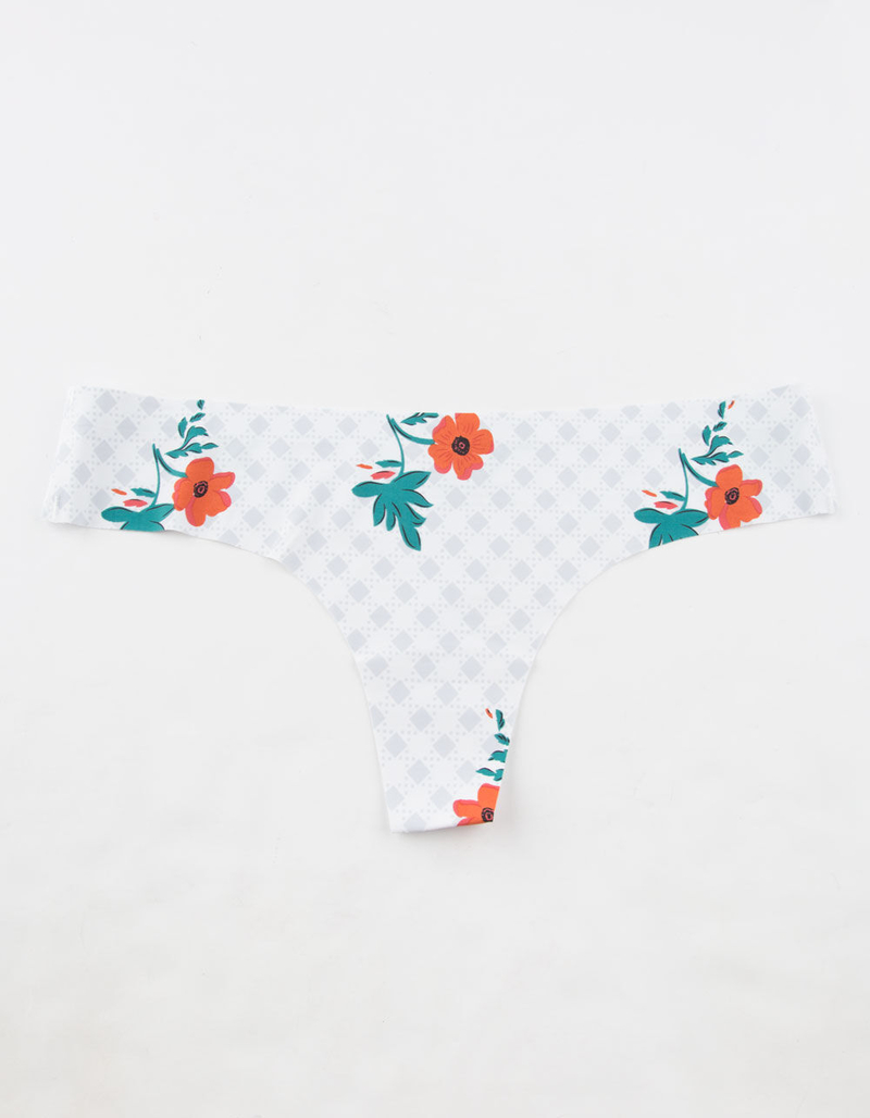 FULL TILT Floral Gingham Laser Cut Thong image number 0