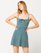 SKY AND SPARROW Ditsy Tie Front Teal Blue Fit N Flare Dress image number 1