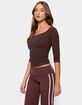 EDIKTED Desi Scoop Neck Three-Quarter Sleeve Top image number 2