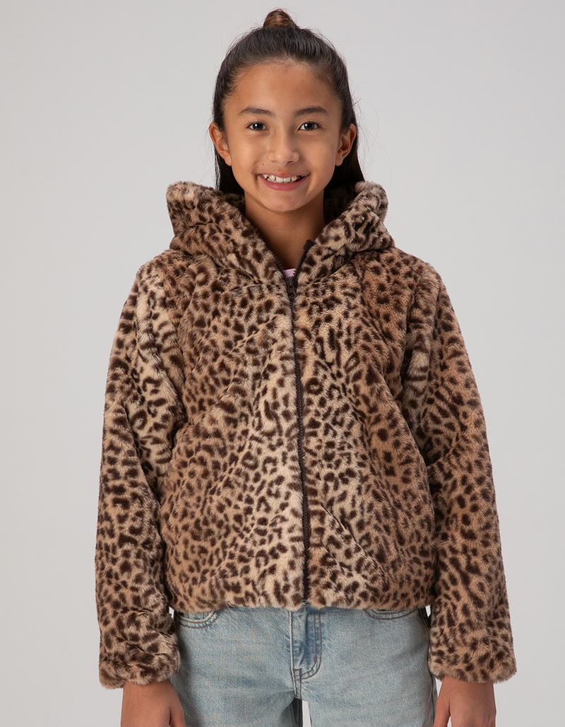 RSQ Girls Leopard Print Faux Fur Hooded Jacket LEOPARD Tillys