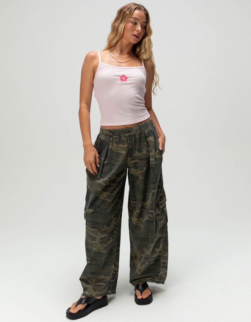 FULL TILT Hibiscus Embroidered Womens Tank Top image number 1