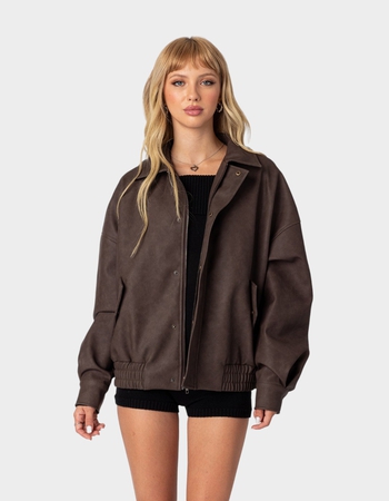 EDIKTED Mori Oversized Faux Leather Jacket Primary Image