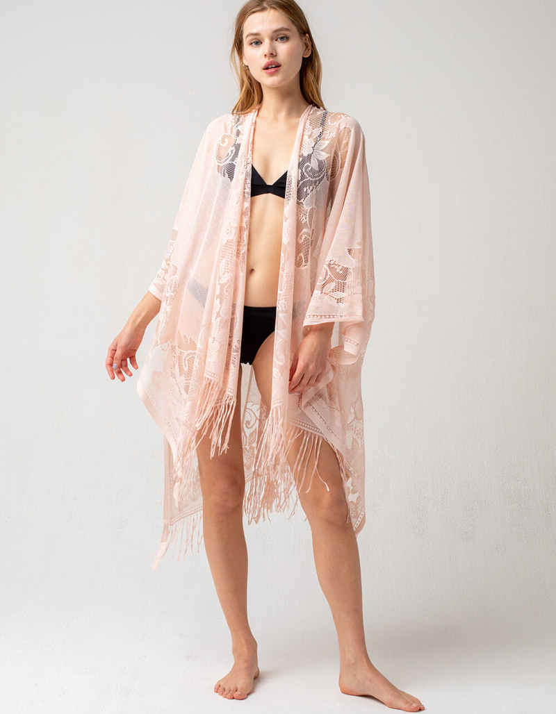 DO EVERYTHING IN LOVE Lace Womens Pink Kimono image number 0