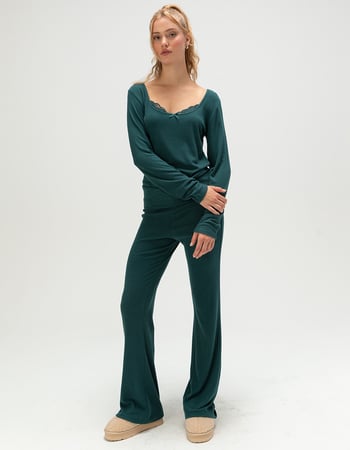 FULL TILT Brushed Fold Over Flare Womens Pants Primary Image
