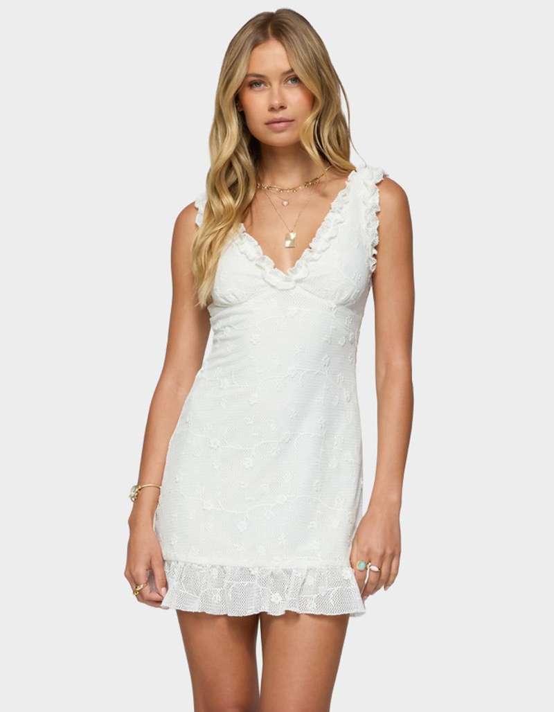 EDIKTED Shayla Ruffle Textured Mini Dress image number 0