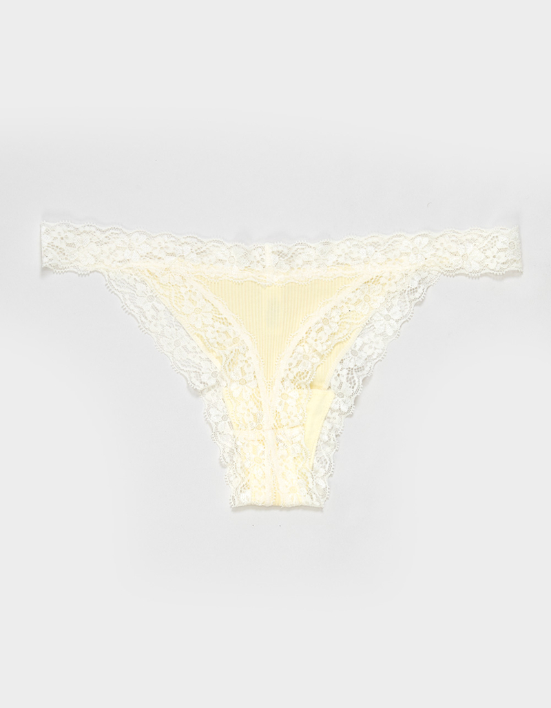 FULL TILT Rib Lace Trim Thong image number 1