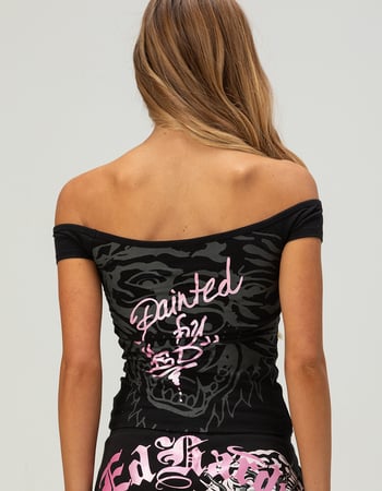 ED HARDY Womens Off The Shoulder Top Alternative Image