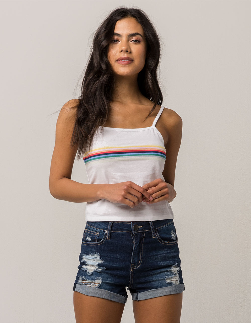 FULL TILT Stripe White Womens Tank Top image number 0
