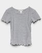 FULL TILT Essential Ribbed Girls Heather Gray Tee image number 1