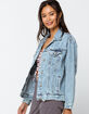 HIGHWAY Destroyed Womens Boyfriend Denim Jacket image number 2