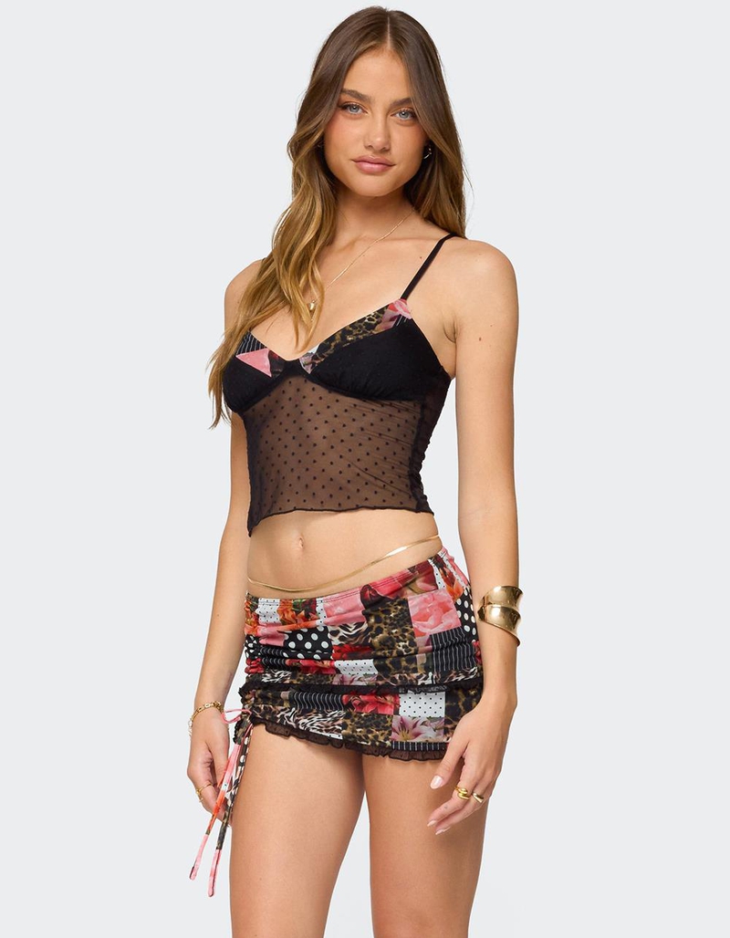 EDIKTED Kylo Mixed Print Sheer Mesh Top image number 3