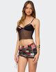 EDIKTED Kylo Mixed Print Sheer Mesh Top image number 4