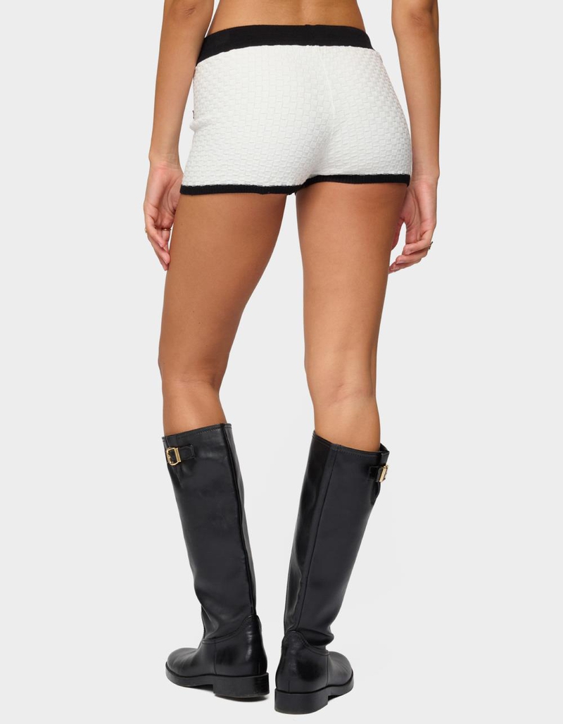 EDIKTED Mara Contrast Textured Knit Shorts image number 2