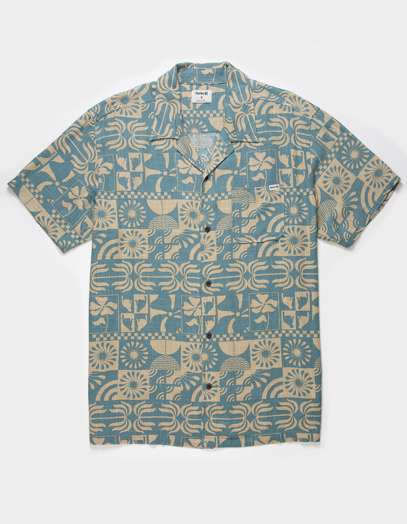 HURLEY Rincon Linen Mens Button Up Shirt BLUE COMBO Tillys