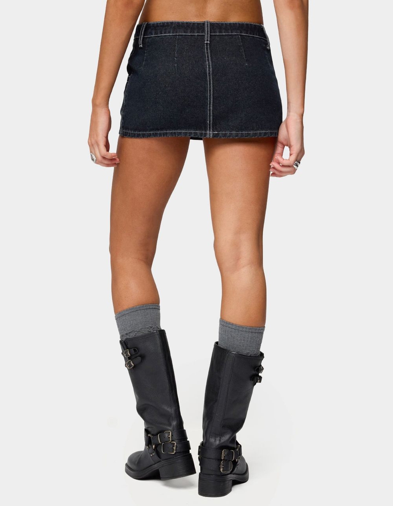 EDIKTED Jakari Contrast Stitch Denim Mini Skort image number 2