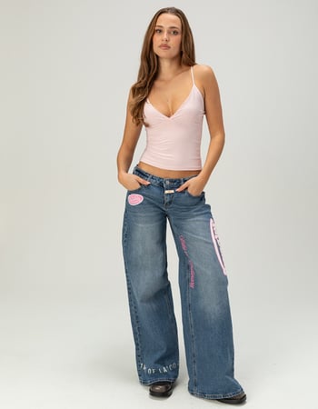 VON DUTCH Womens Mid Rise Wide Leg Jeans Primary Image