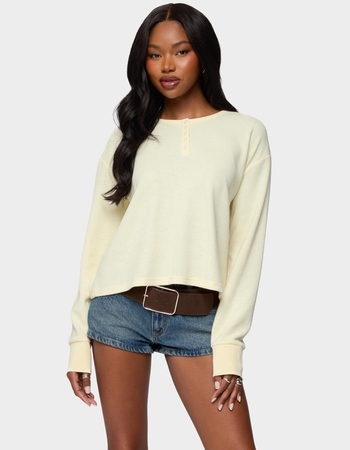 EDIKTED Deni Long Sleeve Henley Waffle Top Primary Image