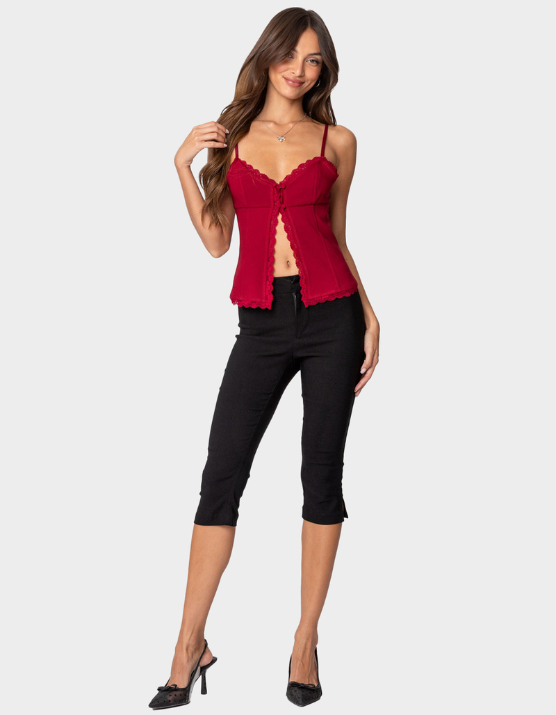 EDIKTED Crimson Lacey Split Front Top image number 3