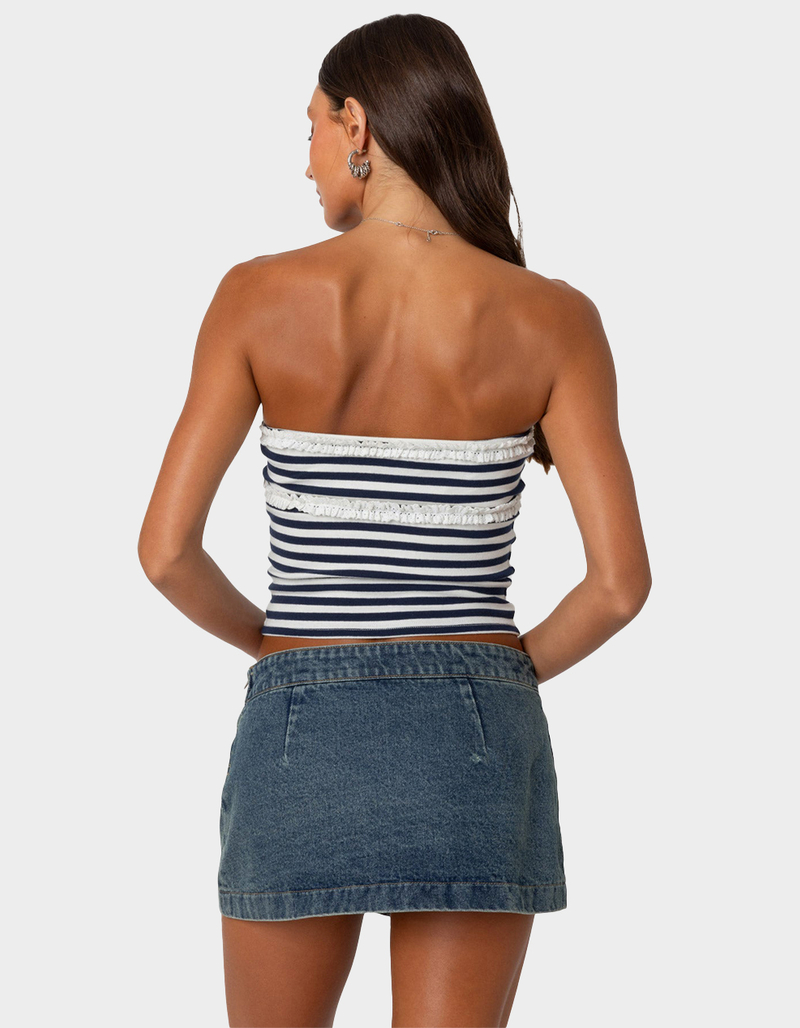EDIKTED Striped Eyelet Trim Tube Top image number 3