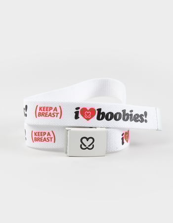 KEEP A BREAST I Love Boobies! White & Red Web Belt Primary Image