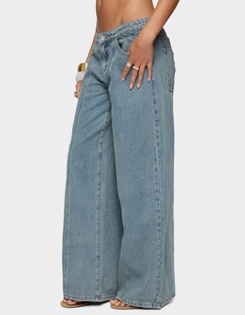 EDIKTED Stitch & Pleat Low Rise Jeans Alternative Image