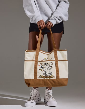 RSQ x Peanuts Fall Leaves Canvas Tote Bag Alternative Image